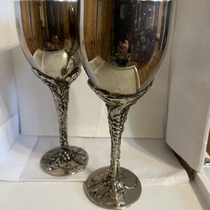 Silver Goblets with Ornate Stems